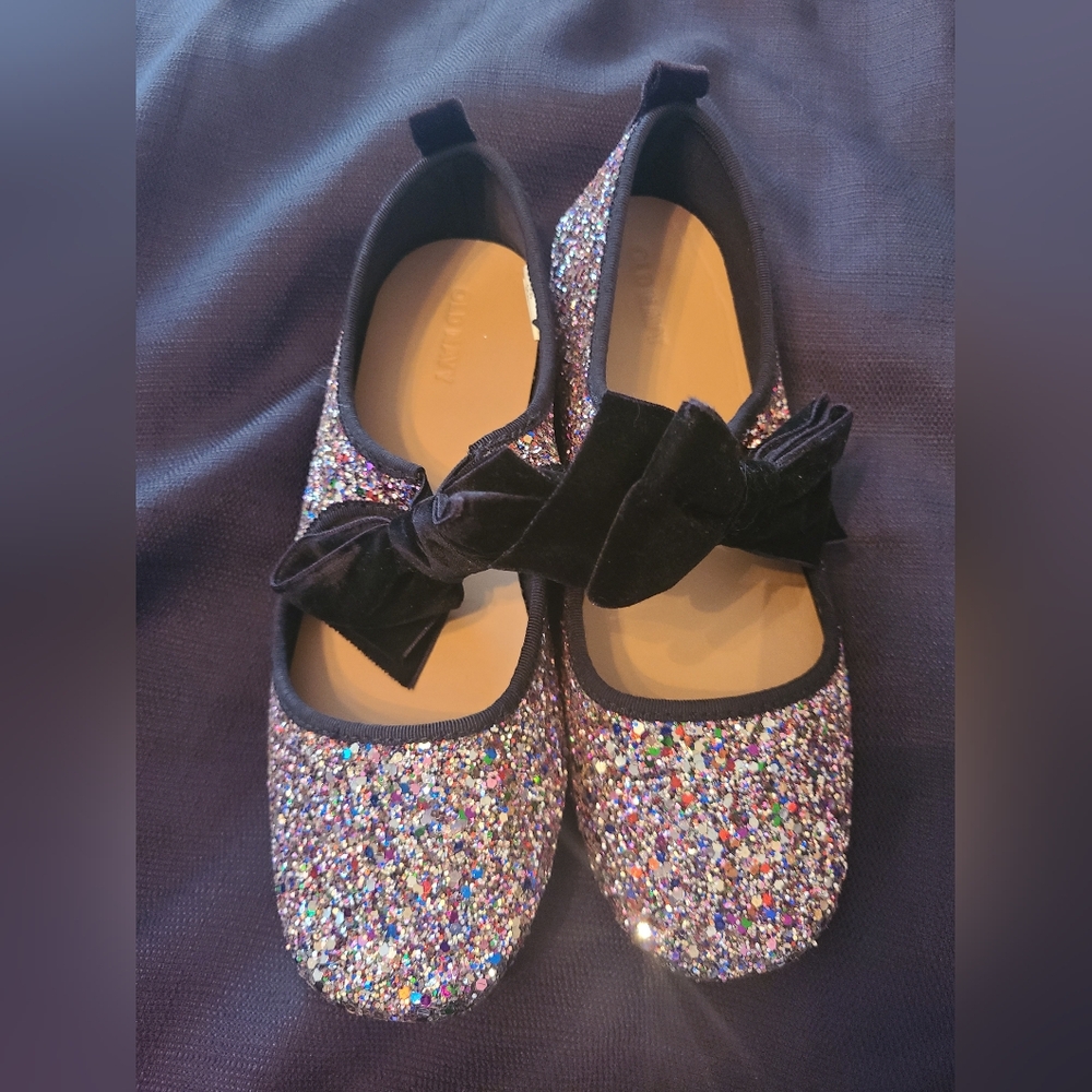 Old Navy Girl's Glitter Bow Ballet Flats Sz 5